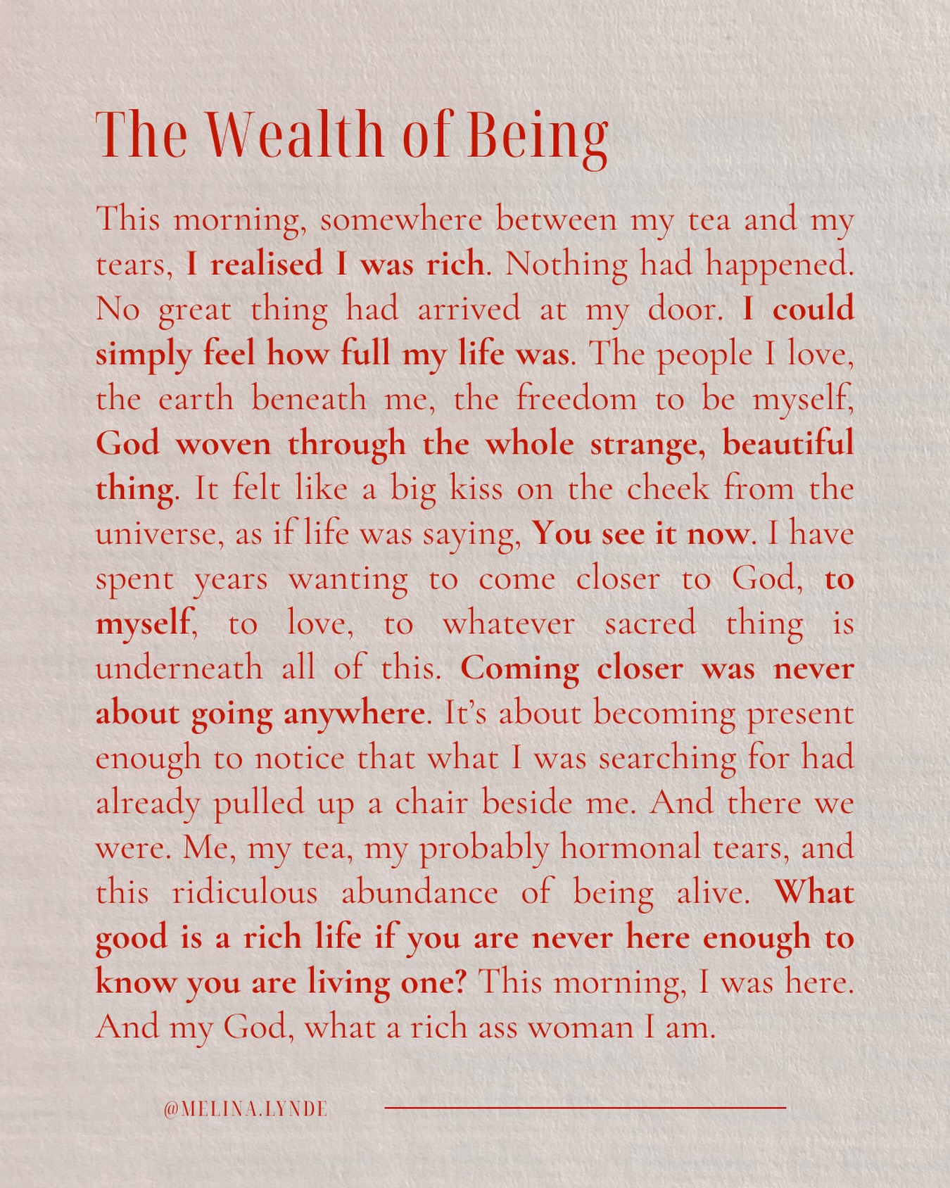 What is making you feel ridiculously rich in this season of your life? 🤑❤️😘