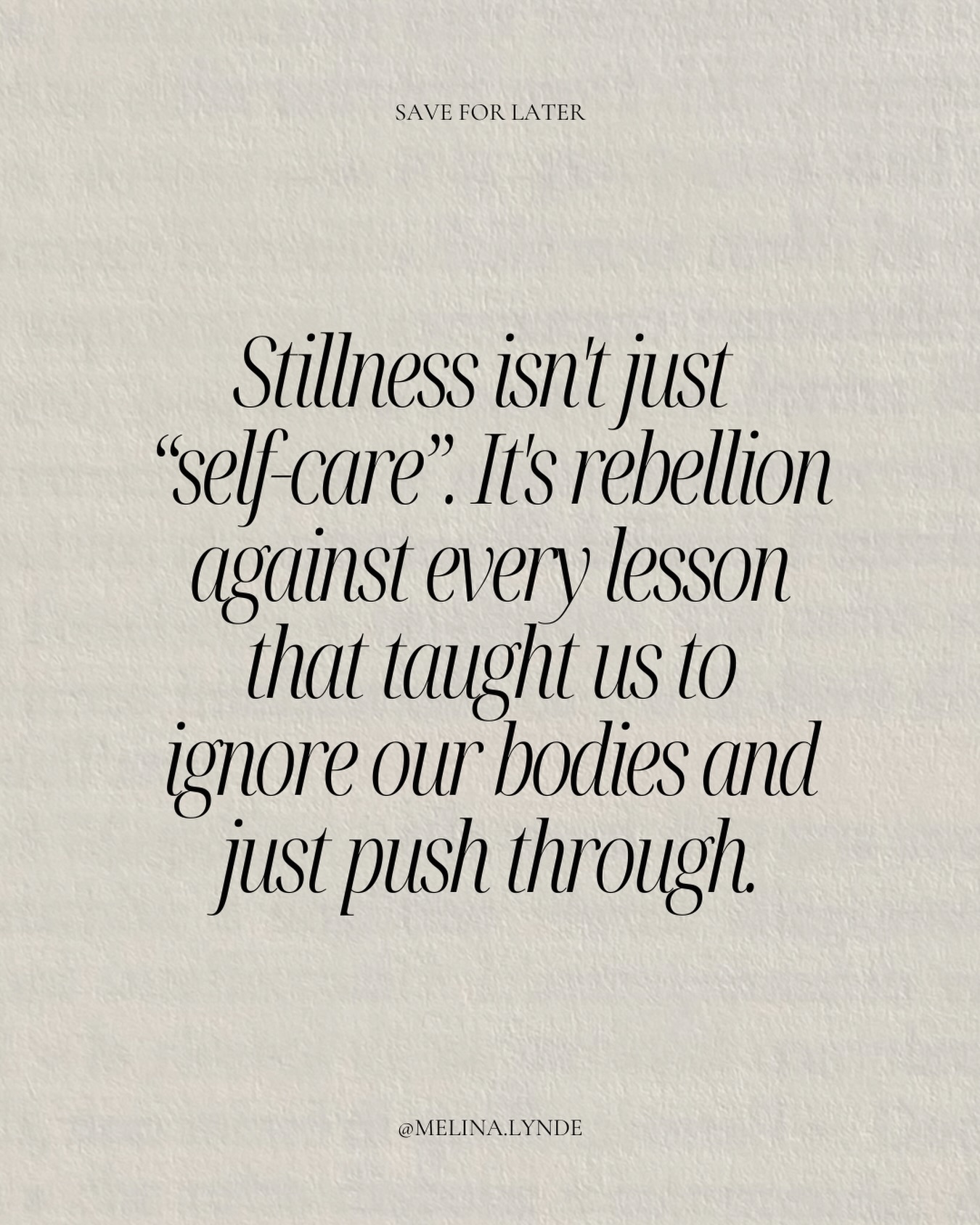 I was 14, gripping my desk to stop myself from throwing up as period cramps tore through me in English class, when I learned the most toxic lesson about being a woman: 

your body can be in agony, but the day still expects you to show up.

I remember trying to focus while my body was doing something enormous and private underneath a school uniform. Life just didn’t pause, you realised quickly you could be hurting and still required to function, and after a while you stopped questioning it.

That training stays with you.

Later it looks like going to work sick, caring for others when you’re depleted, managing everyone’s needs while your body screams for rest.

This pattern of override and endurance became my normal…until burnout forced me to stop. That’s when I discovered the very stillness I’d been avoiding was exactly what I needed.

So…I always find it interesting when women say stillness and meditation feels too uncomfortable for them. 

Women already live inside fluctuating bodies, moods and responsibilities that don’t stop. We keep loving people while tired, keep making decisions while overwhelmed, keep holding things together while our internal weather keeps changing.

The stillness is what feels confronting.

When you sit and stop moving, there’s nothing to fix or tend to and your attention finally turns toward yourself. Thoughts you’ve outrun come closer. Feelings you postponed surface. You notice how tired you actually are.

It isn’t weakness that makes women avoid meditation.

It’s familiarity with pushing through.

For many of us, movement has always been the way we cope. Sitting quietly means meeting ourselves without a role, without helping, without performing strength.

And yet after some devotion something softens, your mind slows, body unclenches, stress starts to release and underneath the managing and holding everything together, you can feel your own life again.

Meditation isn’t adding another hard thing.

It’s the place you stop carrying it alone.

Comment STILLNESS for my free meditation that helps you meet yourself with gentleness.